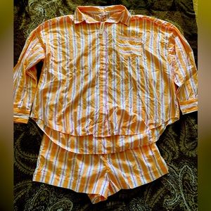 Victoria's Secret Orange and White Striped Pajama Set